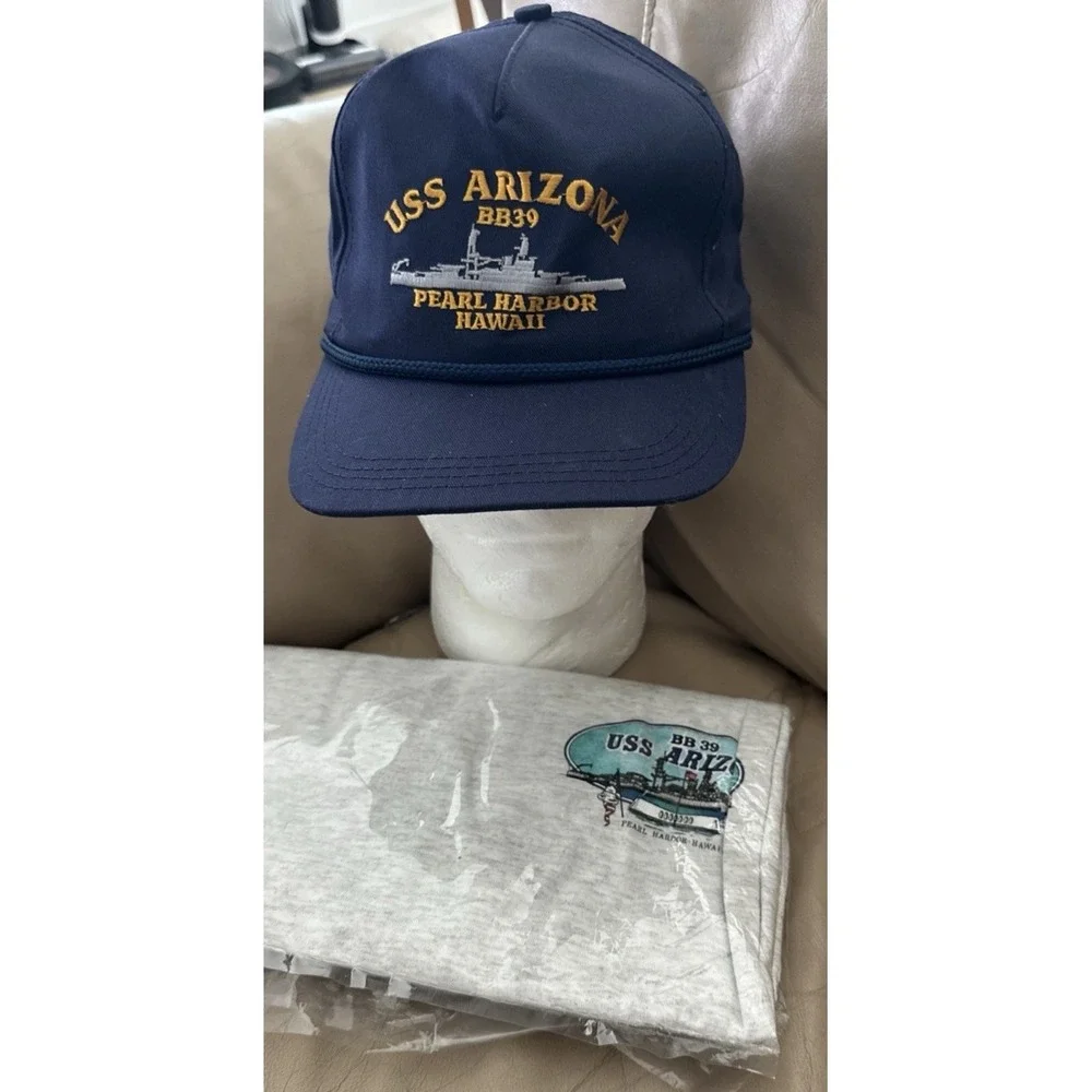 Uss Arizona Pearl Harbor T Shirt‎ large  And Trucker Hat